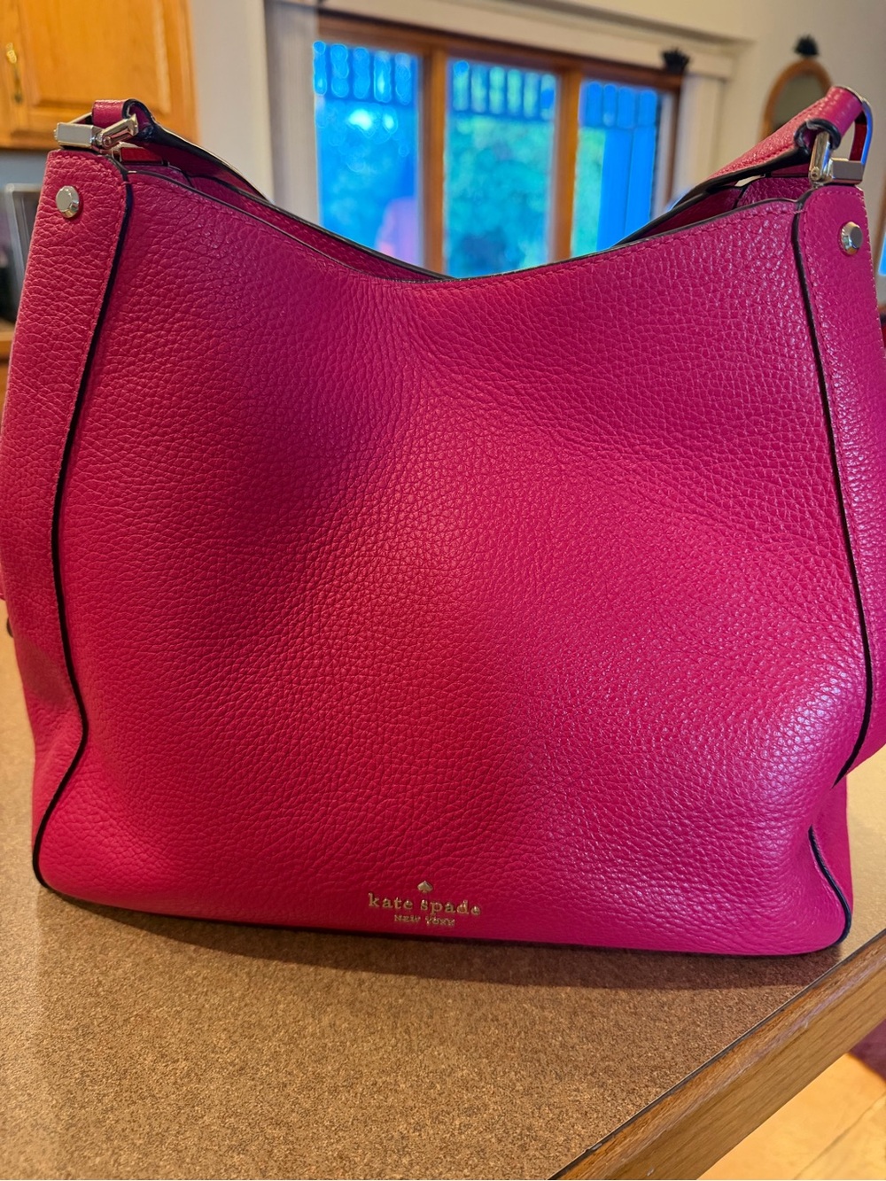 Kate Spade Leila Medium Triple Compartment Pink Pebbled Leather Bag
